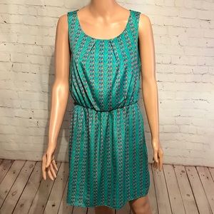 Hello Miss turquoise bird pattern dress size large